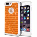 FINCIBO Case Compatible with Apple iPhone 7 PLUS 2016 / iPhone 8 PLUS 2017, Dual Layer Hybrid Protector Case Cover TPU Rhinestone Bling For iPhone 7 PLUS / 8 PLUS – Solid Neon Fluorescent Orange Color