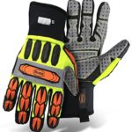 Boss Manufacturing Company 6100ML High-Vis Impact Molded Knuckle/Finger Glove with a PVC Palm. Size Large. Colors Orange/Yellow/Black