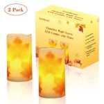 Greluna Flameless Maple Leaf Candles, Fall Flameless Candles with Timer for Thanksgiving Decorations and Gift, Set of 2
