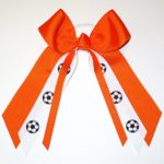 Sublimation Specialties Soccer Hair Bow – Made in the USA, Avail in Many Colors, Orange, White Pony Band