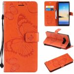 for Samsung Galaxy Note 8 Case 3D Butterfly Floral Embossment Faux Leather Wallet Case with Holder & Card Slots for Samsung Galaxy Note 8 (Color : Orange)