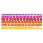 Kuzy Orange/Purple/Yellow Ombre Colors Keyboard Cover Silicone Skin for MacBook Pro 13″ 15″ 17″ (with or w/out Retina Display) iMac and MacBook Air 13″ – mix Orange/Purple/Yellow Ombre