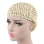 Smallrabbit Crochet Beret Hats for Women Net Knit Lightweight Beret Hat Breathable Sleep Hat (Beige)