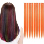 LiaSun 10Pcs/set Multi-Colors Straight Highlight Clip in Hair Extensions 20 Inch Colored Party Hair Pieces for Kids Grils Women (Orange)