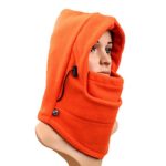 NSSTAR Double Layers Thermal Warm Fleece Thicken Balaclava Hood Full Face Cover Mask Winter Wind Proof Stopper Hat Neck Warmer For Outdoors Snowboarding Ski Motorcycle with 1PCS Free Cup Mat Color Ramdon (Orange)
