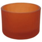 Just Artifacts – Frosted Glass Votive Candle Holder (4pcs) – 2″ D x 1.5″ H – Color: Orange – Décor for Weddings, Baby Showers, Birthday Parties and Life Celebrations!