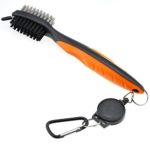 Mile High Life Golf Club Brush Tool Kit with Club Groove Cleaner, Retractable Extension Cord and Clip (8 Colors) Orange