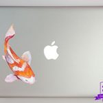 Overly Attached Decals Orange and White Watercolor Koi Fish Vinyl Decal Sized To Fit A 11″ Laptop – Full Color