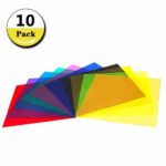 10 Pieces Colored Overlays Light Gels Transparency Color Film Plastic Sheets Correction Gel Light Filter Sheet, 12 12 Inch,10 Assorted Colors