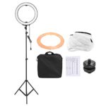 Andoer LA-650D LED Ring Light Kit 5500K 40W Ring Fill-in Studio Light with 600 LED Beads Stepless Adjustment with 2m/6.6ft Light Stand & Orange Color Filter & Mount Adapter