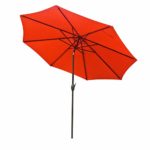 Aok Garden 9ft Antique Brown Finish Market Outdoor Umbrella W/Crank System and tilt Function with 220g PA Coating Sunshade Orange