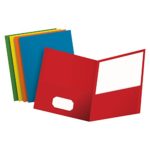 Oxford Twin-Pocket Folders, Textured Paper, Letter Size, Assorted Colors: Red, Light Blue, Orange, Yellow, Green, Box of 50, Holds 100 Sheets (67613)