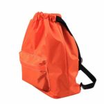 ZOMUSAR Water Resistant Swim Gym Sports Dance Bag Drawstring Backpack Cinch Sack Sackpack Waterproof Outer Shell Fabric (Orange)