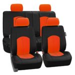 LIMITED TIME ONLY 30% OFF: FH GROUP FH-PU008114 Perforated Leatherette Full Set Car Seat Covers, (Airbag & Split Ready), Orange / Black Color – Fit Most Car, Truck, Suv, or Van
