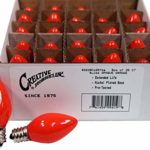 Creative Hobbies Box of 25 Light Bulbs -C7, Steady Burning – Opaque Orange – 7 Watt, Extended Life, Nickel Plated Candelabra Base -Great for Night Lights, Decorative Lights and Halloween Strings