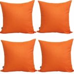 4-Pack 100% Cotton Comfortable Solid Decorative Throw Pillow Case Square Cushion Cover Pillowcase 17.7” x 17.7” (Orange)