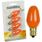 Sunlite 7C7/O/CD4 Incandescent 7-Watt, Candelabra Based, C7 Night Light Colored Bulb, Orange, 4 Pack