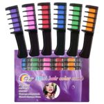 Comb Shaped Hair Chalk Set – 6 Colors Natural Temporary Paint Dye Magic Markers (Purple, Blue, Orange, Red, Green and Pink) Quick Fun Hair Coloring for Women, Men, Girls and Kids by”wonder X”