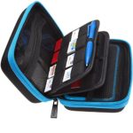 BRENDO Hard Carrying Case Nintendo 2DS XL + Large Stylus, Fits Wall Charger, 24 Game Cartridge Case Holder, Large Accessories Pocket – Black + Turquoise