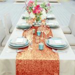 Bridal Shower Decorations 14in x 108in Orange Sequin Table Runners Party Table Runners 108 Inches Orange Color (Pack 6)~0809S