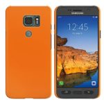 FINCIBO Case Compatible Samsung Galaxy S7 Active G891, Back Cover Hard Plastic Protector Case Stylish Design Galaxy S7 Active – Solid Neon Fluorescent Orange Color