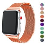 DELELE Compatible for Apple Watch Band 38mm 42mm 40mm 44mm, Milanese Loop Magnetic Metal Replacement Strap with Magnet Lock for Apple iWatch Series 4/3 / 2/1 Women Men (Orange, 42mm/44mm)
