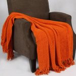 Home Soft Things Boon Knitted Tweed Throw Couch Cover Blanket, 50 x 60, Burnt Orange