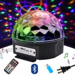 Outgeek DJ Lights, 9 Color LED Bluetooth Stage Lights DJ Stage Lighting Rotating Crystal Magic Ball Light Sound Activated Light with Remote Control MP3 Play and USB for Disco Xmas KTV Club Pub Show
