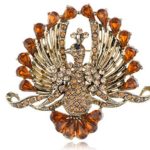 Alilang Flying Peacock Phoenix Bird Smoked Topaz Brown Color Rhinestone Crystal Fashion Brooch Pin