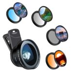 Phone Camera Lens, 37 MM Cell Phone Lens Accessory Kit, Hizek 0.45X Wide Angle Lens with Lens Clip, Graduated Color Filters (Blue and Orange Grey), Circular Polarizer CPL Filter