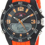 U.S. Polo Assn. Men’s Quartz Metal and Silicone Casual Watch, Color:Orange (Model: US9604)