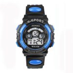 Napoo Men’s Boy’s Waterproof Silicone Band Digital LED Quartz Alarm Date Sports Military Wrist Watch (A)