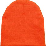Men & Womens Solid Color Plain Acrylic Knit Ski Beanie Skull Hat, Orange (1 Pack)