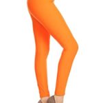 Leggings Depot Ultra Soft Basic Solid REGULAR and PLUS 29 COLORS Best Seller Leggings Pants Carry 1000+ Print Designs (3X-5X, Orange)