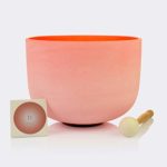 TOPFUND Singing Bowls D Note Crystal Singing Bowl Sacral Chakra Orange Color 12 inch (O ring and Mallet Included)