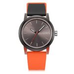 Silicone Quartz Watch Men Women Casual Analog Jelly Unisex Wrist Watch Simple Fashion Design Nice Colors Sport Watches (Orange Strap&Black Dial)