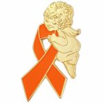 PinMart Orange Color Awareness Ribbon Religious Spiritual Angel Enamel Lapel Pin