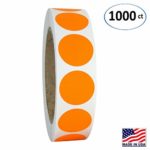 1″ Neon Orange Round Color Coding Circle Dot Labels on a Roll, 1000 Stickers, 1 inch Diameter.