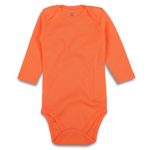 ROMPERINBOX Unisex Solid Baby Bodysuit 0-24 Months (12-18 Months, Orange Long Sleeve)