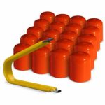 ColorLugs Vinyl LugCap Lug Nut Cover Orange | Flexible Fit Lug Nut Cap | Fits 17mm wide x 1 Inch deep | Pack of 20 & Deluxe Extractor | Available in a Variety of Colors and Sizes | Made in the USA