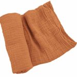 Sugar House Shop Premium 100% Imported Cotton, Thick and Durable Muslin Fabric Swaddle Blanket, Unmatched Comfort, Many Colors, for Infants and Toddlers, 47in x 47in, 8oz, Burnt Orange/Sienna