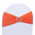 LOVWY 20 Colors Optional 50 PCS Spandex Stretch Chair Sashes Bows For Wedding Party Engagement Event Birthday Graduation Meeting Banquet Decoration (50 PCS, Orange)