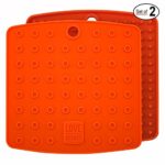 Fall Orange Color Silicone Trivet Mats/Hot Pads, Pot Holders, Spoon Rest, Jar Opener & Coasters – Our Premium 5 in 1 Kitchen Tool is Heat Resistant to 442 °F, Thick & Flexible (7″ x 7″, 1 Pair)