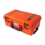 Pelican “Colors” series Orange & Black Pelican 1535 Air case with Foam. With wheels.