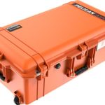Pelican Orange 1615 case. No Foam – empty. With Wheels.