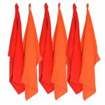 Kitchen Towels (Pack Of 6)-100% Premium Cotton -Machine Washable – Plain Weave-Pattern Solid Colour -Dish Towels, Tea Towels, 18 X 26 Inches, Orange And Bright Red
