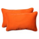 Pillow Perfect Outdoor Sundeck Corded Rectangular Throw Pillow, Orange, Set of 2