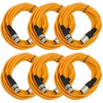 Seismic AudioSAXLX-25Orange6 Pack of 25-Feet Orange XLR Male to XLR Female Microphone Cables, Balanced