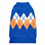 azuza Dog Sweater Dog Pullover Knitwear Fall Winter Warm Back Length 16″ Orange Color Classic Stripe
