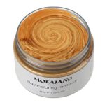 MOFAJANG Hair Color Wax, KooJoee Temporary Hair Dye Easy Wash Hairstyle Cream 4.23 oz Disposable Hair Pomades, Natural Matte Hair Modeling Wax for Party Cosplay Nightclub Masquerades Halloween (Gold)